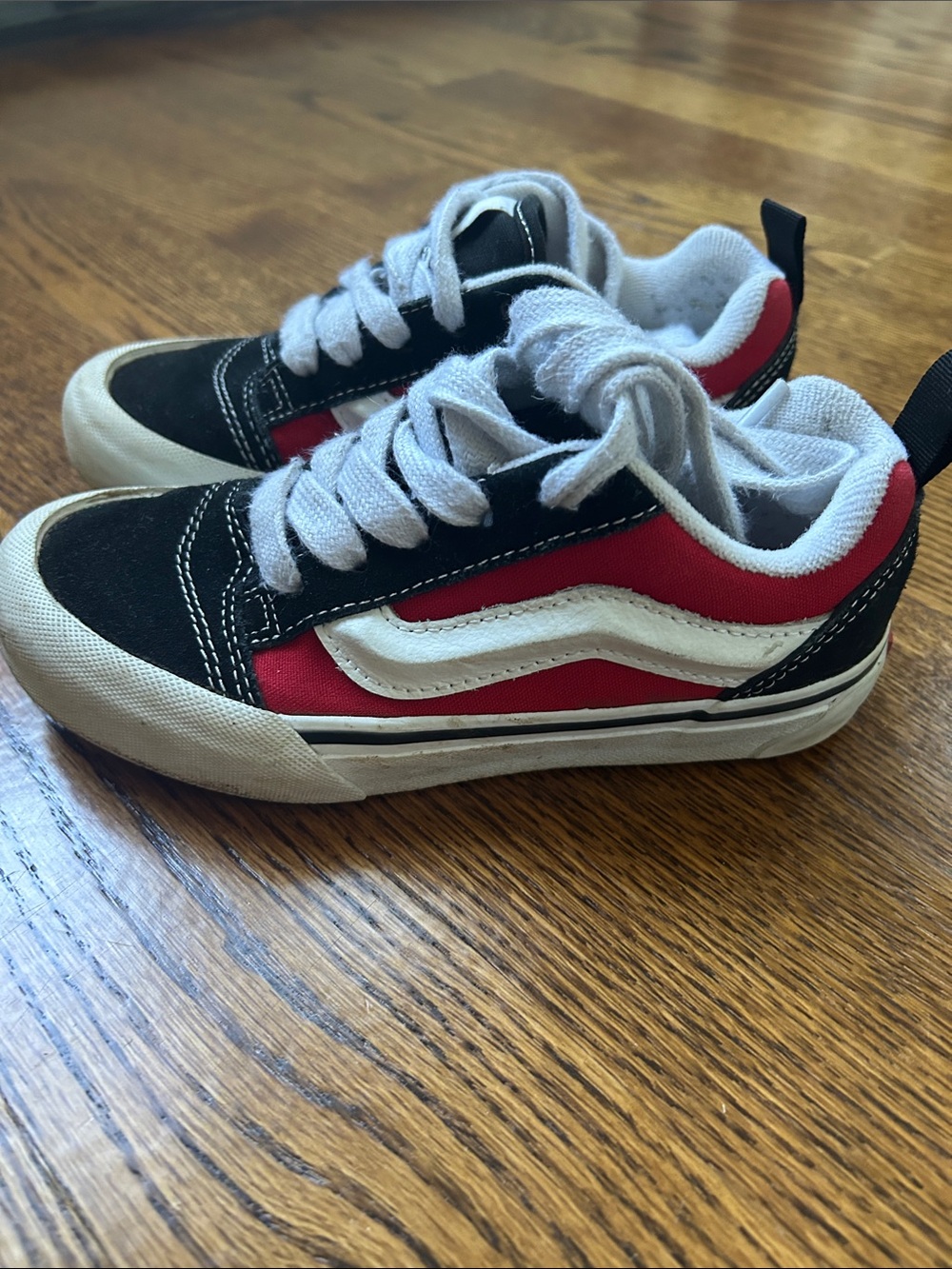 Vans Kids Knu School in Red, Black & White